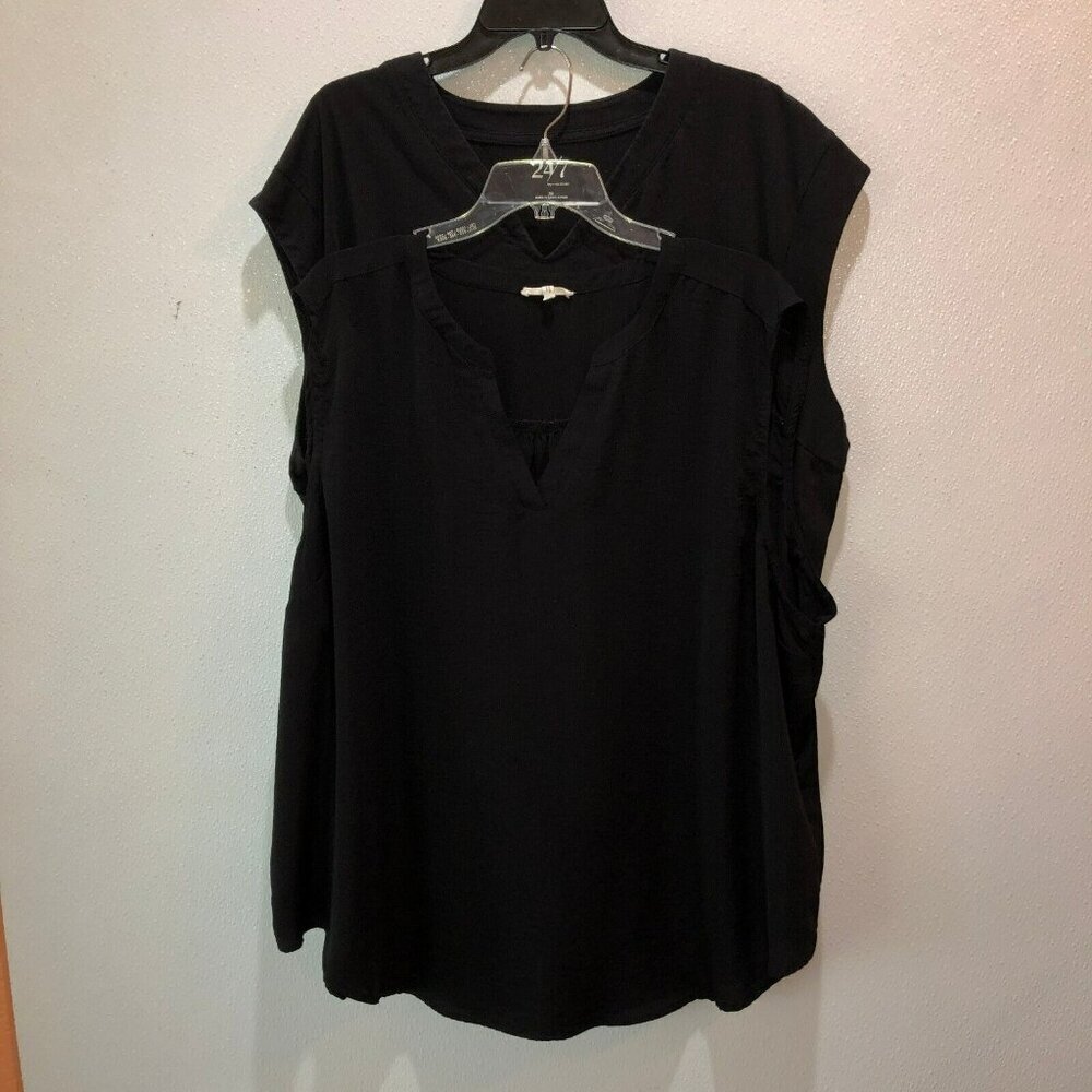 Lot of 2 Maurices 24 7 Womens Plus Size 3X Black Sleeveless Casual Shirts Tops - Picture 8 of 14